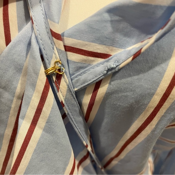 Veronica Beard Ozzie wrap-effect striped cotton-blend poplin top - Picture 13 of 16